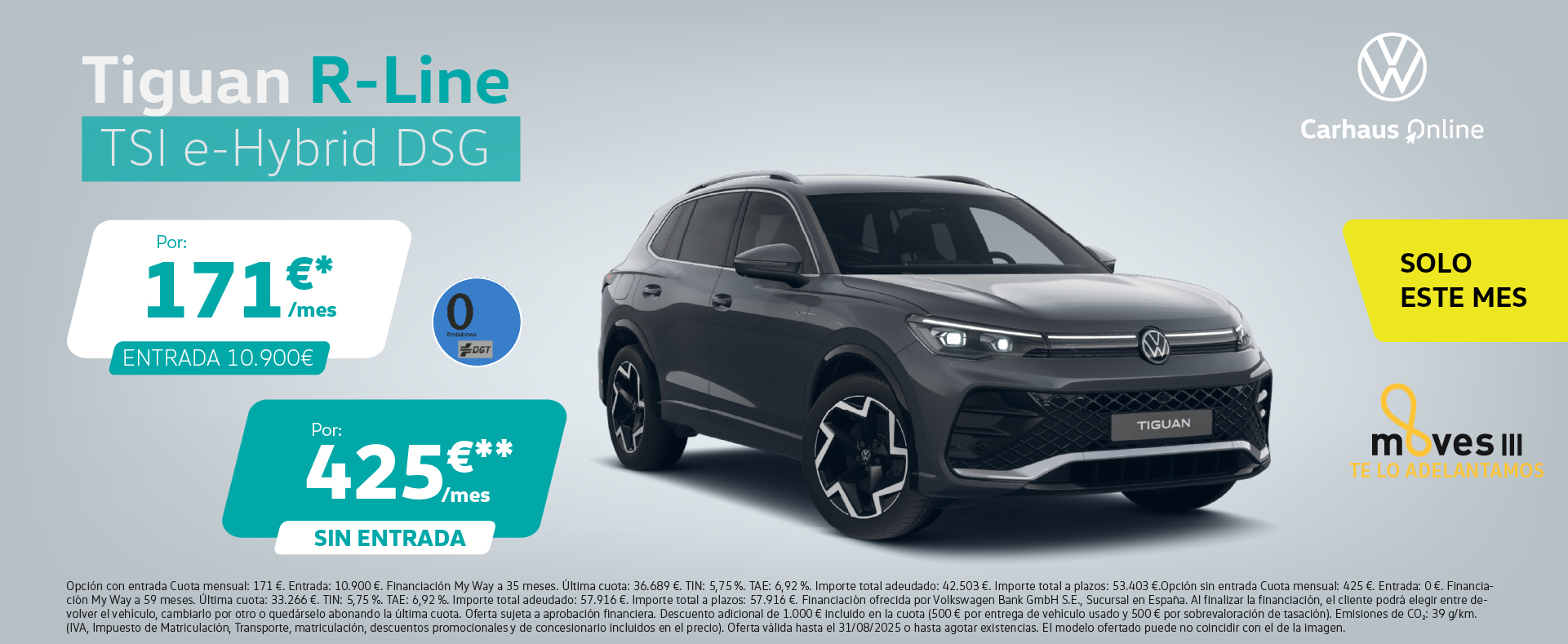 ¡Promo Única! Volkswagen Tiguan Híbrido desde 171€/mes*
